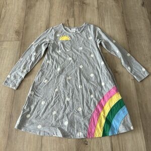 Hanna Andersson Rainbow Dress Long Sleeve Size 140cm 10 Gray Pocket